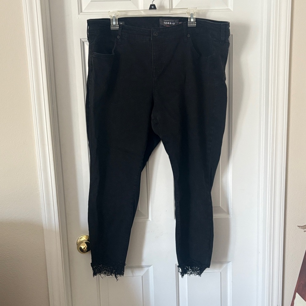 Torrid Black Frayed Hem Pants